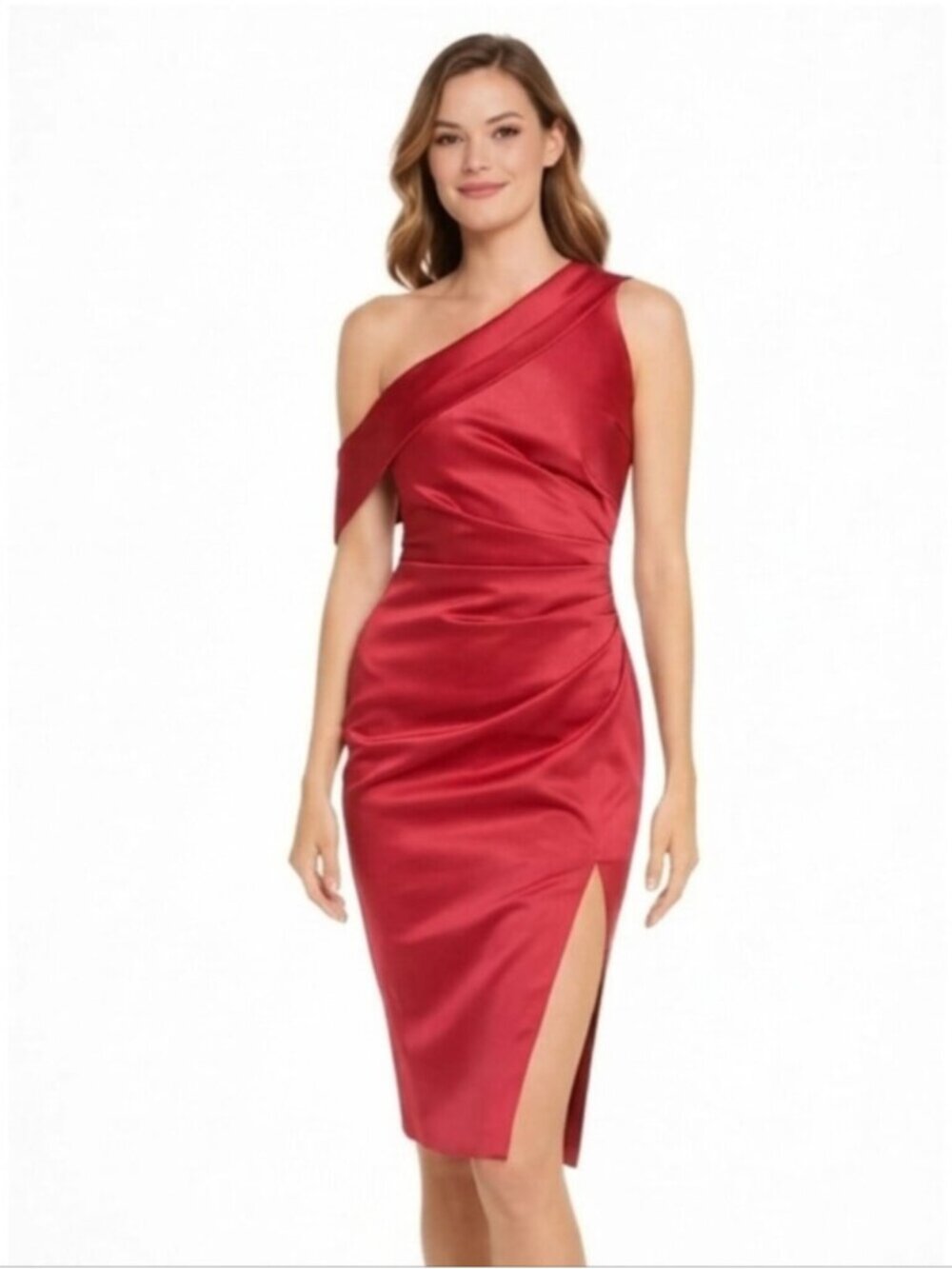 Lavish Alice Burgundy Off The Shoulder Pleated Side Cocktail Dress